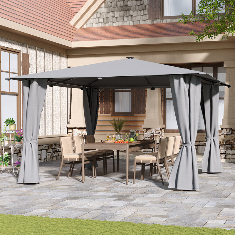 Steel Pergola, 260cm H x 400cm W x 400cm D, Gray