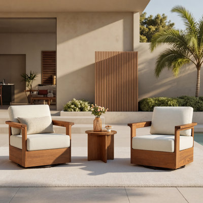 Solid Wood Swivel Patio Conversation Set