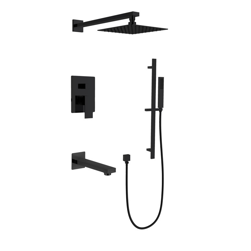Système de douche complet avec valve brute, Noir mat