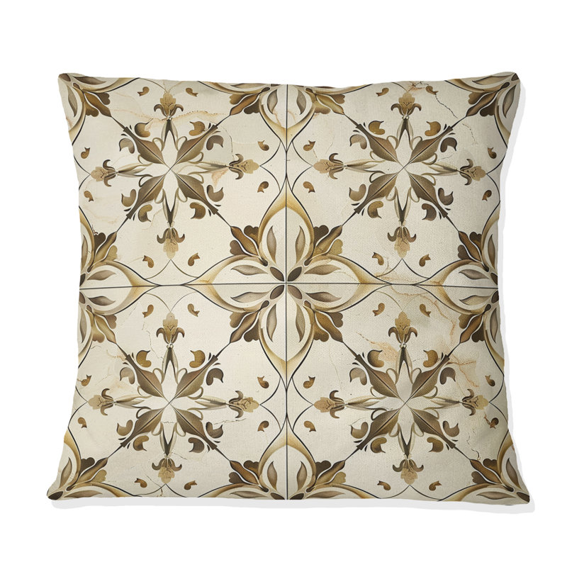 Black Beige Tiles Pattern - Tiles Pillow, 16"H x 16"W, Square