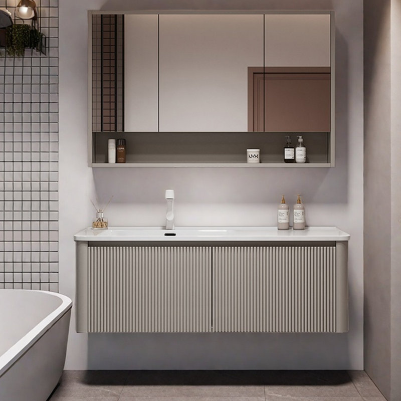 Modern cream style simple bathroom cabinet