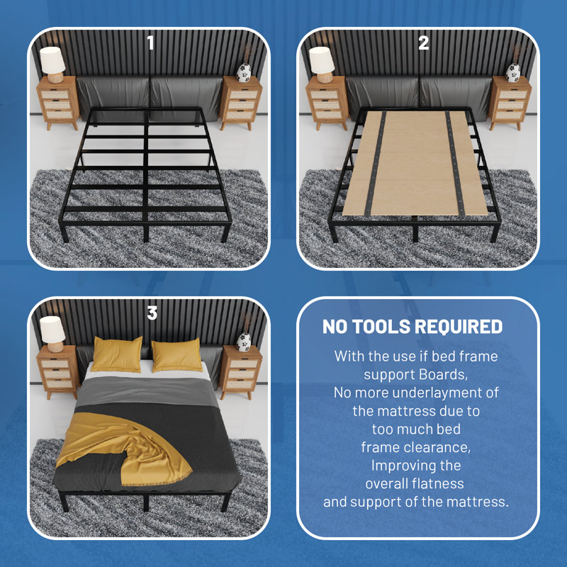 Planche de sommier en bois pliable 0,19 po Terilee, Double