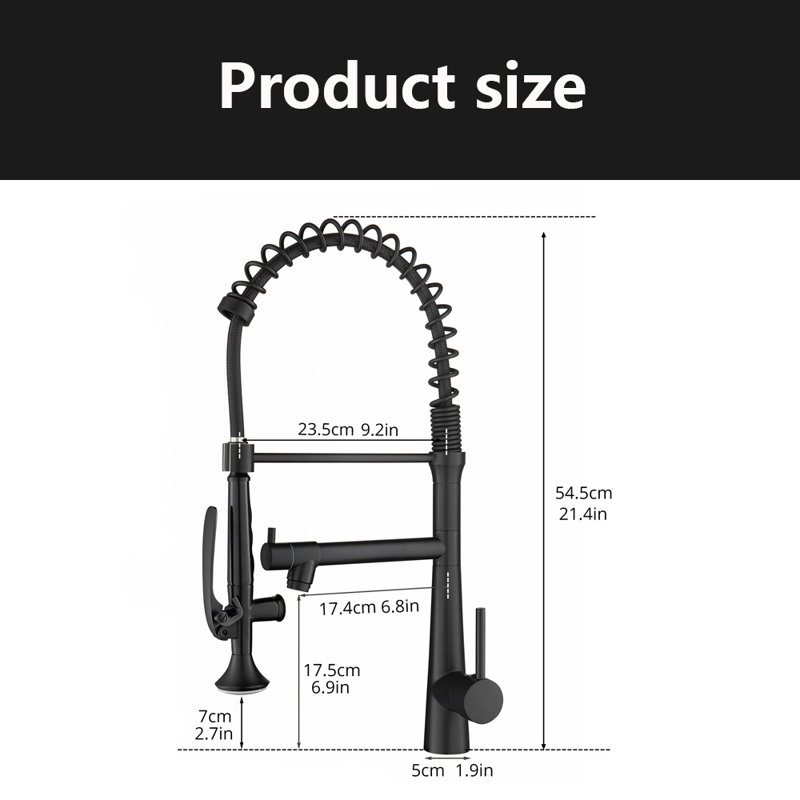 Kitchen Faucet With Pull Down Sprayer, Stainless Steel Kitchen Sink Faucets, Black