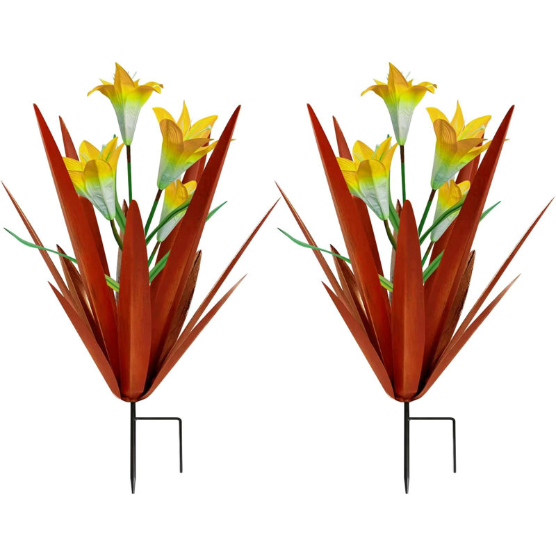 Yellow Metal Agave Plant with Large Lily Flowers