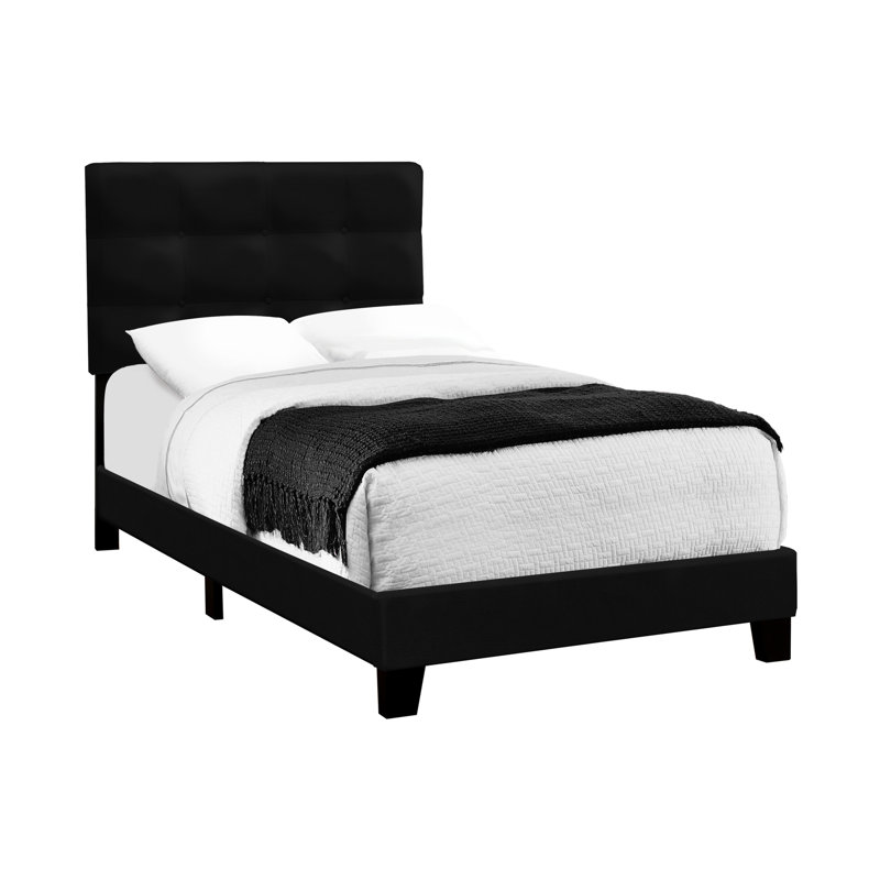 Lit tapissier en velours noir - Idéal pour une chambre à coucher relaxante