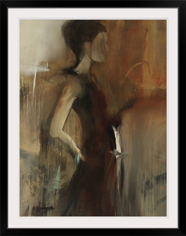 «Evelyn» par Anietra, reproduction d'art, Cadre noir, H 32 po x l 26 po x P 1 po