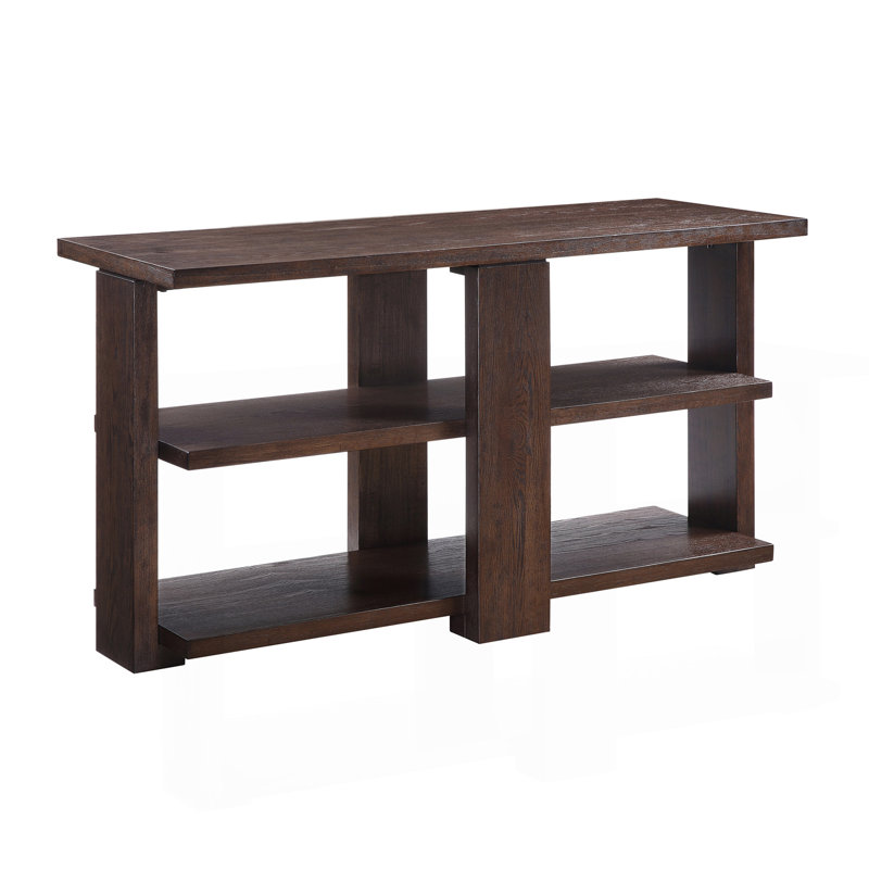 Table de canapé en noyer avec 2 tablettes