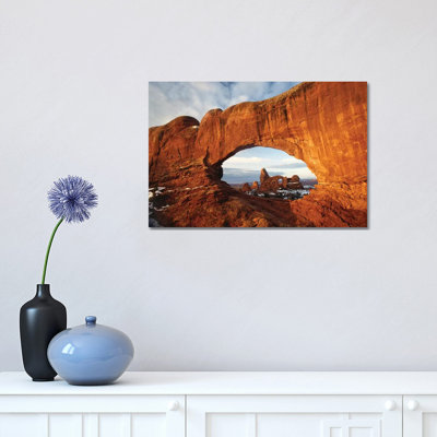 Turret Arch Through North Window Arch, Arches National Park, Utah 1 Piece Wrapped Canvas Wall Art