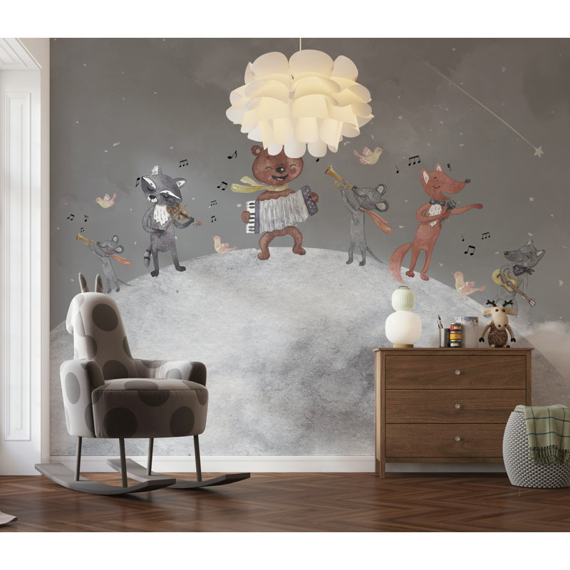 Woodland Music Band, scène de chambre de bébé grise, L 115 po x l 225 po