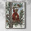 «Lumberjack Bear Pine Tree Coffee Break», reproduction encadrée - bois massif-1084233340