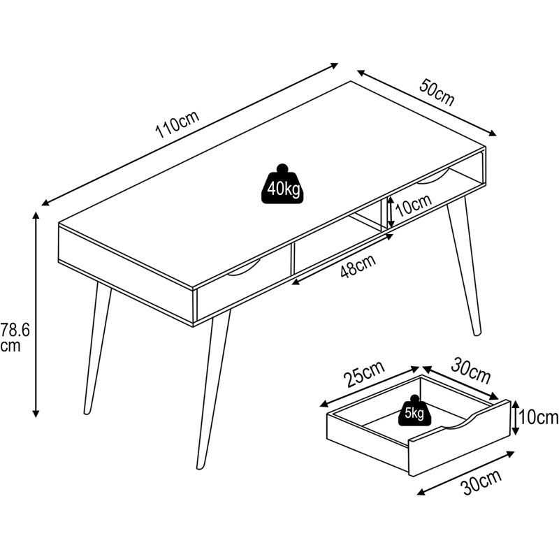 Grimaud Solid Wood Base Computer Desk