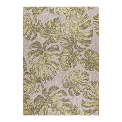 Tapis en polypropylène tissé à la machine rectangulaire en gris / vert Suncica