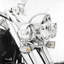 Motocyclette, toile légère - Maison noire encadrée-120117913