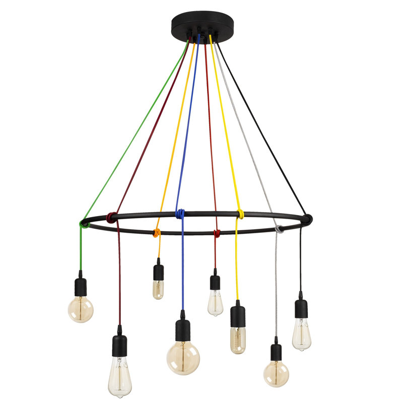 Luminaire suspendu à 8 lumières Hern, Noir / jaune / vert
