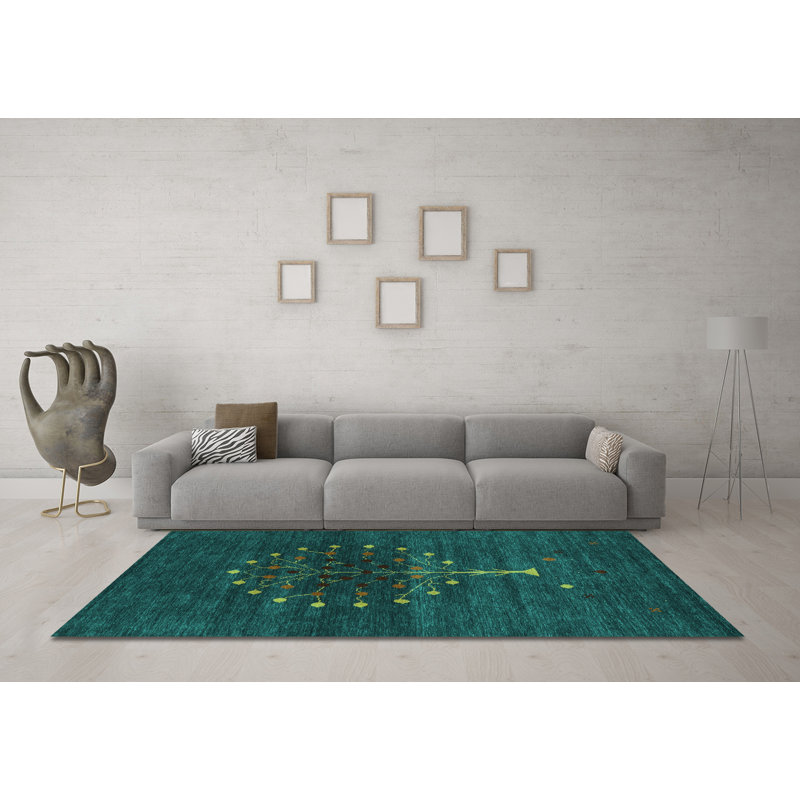 Tapis turquoise Shelana Contemporary, Carré 3 pi
