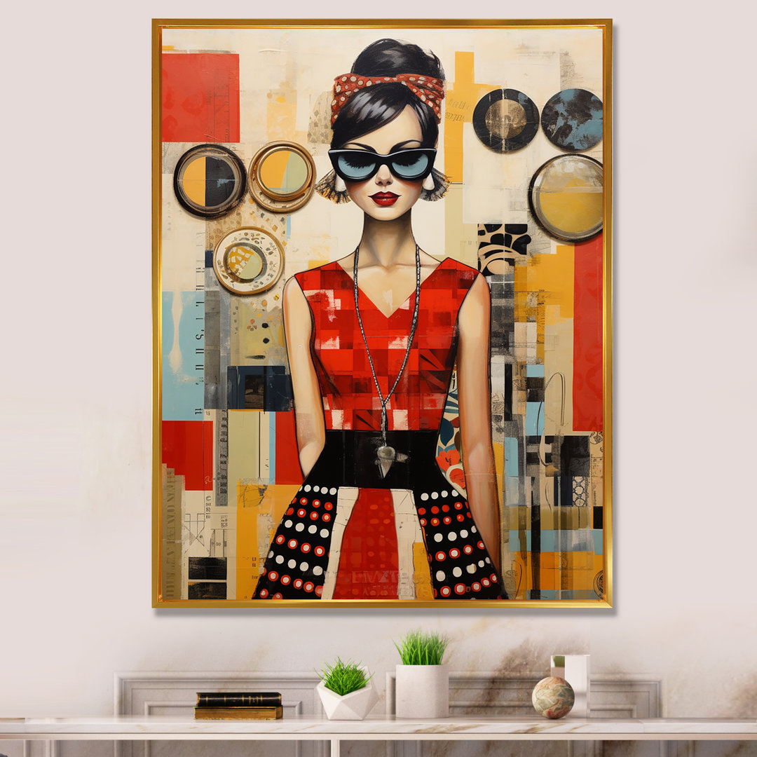 Mid Century Retro Woman Portrait V - Abstract Midcentury Framed Wall Art Corrigan Studio® 