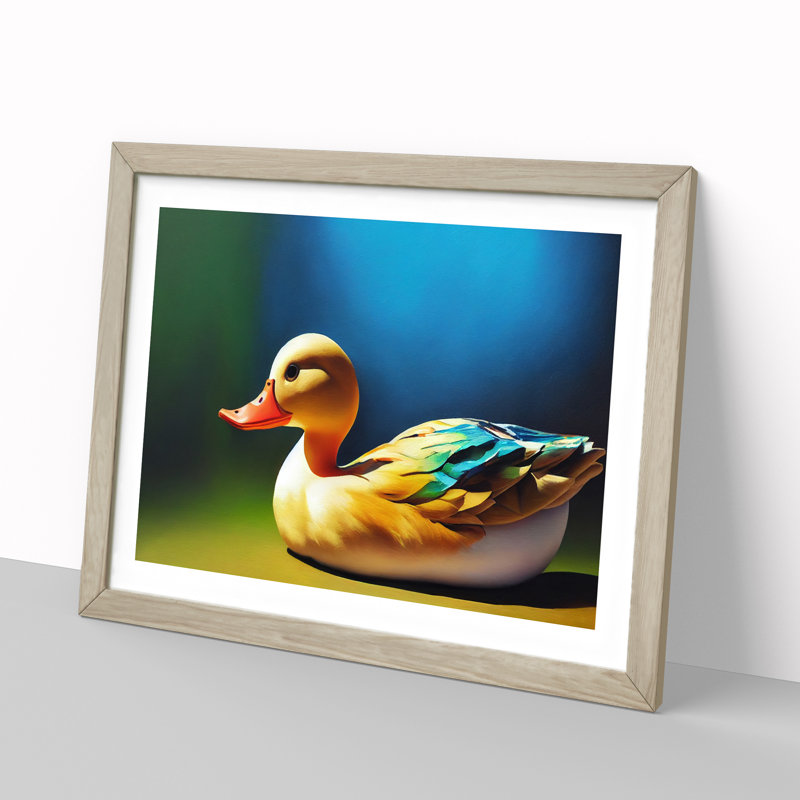 Enthralling Duck - Single Picture Frame Print, 34cm H x 46cm W x 2cm D, Oak 