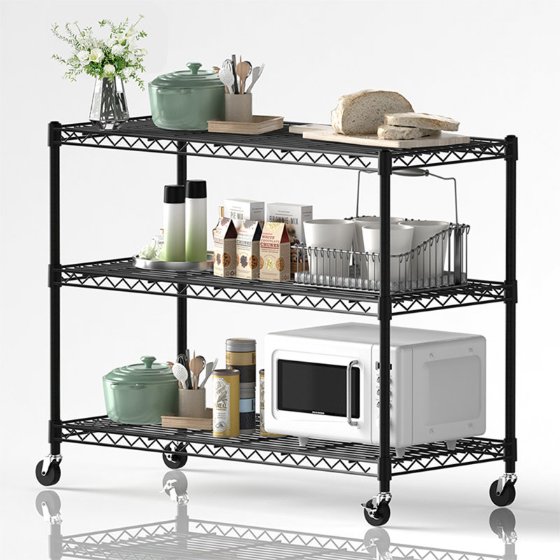 Nyakume 35.65'' W Metal Shelving Unit with Wheels