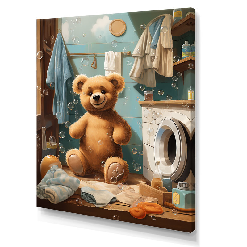 Bear Laundryroom Bubbles 4 - Laundry Wall Art, 32" H x 16" W x 1" D