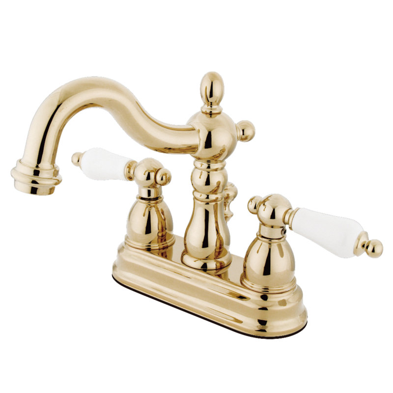 Centerset Bathroom Faucet with Drain Assembly, Polished Brass/Pvd