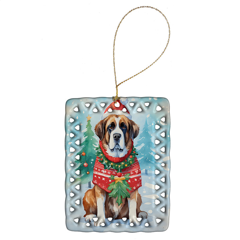 Ornement en porcelaine de Noël Saint Bernard, Saint Bernard 3611