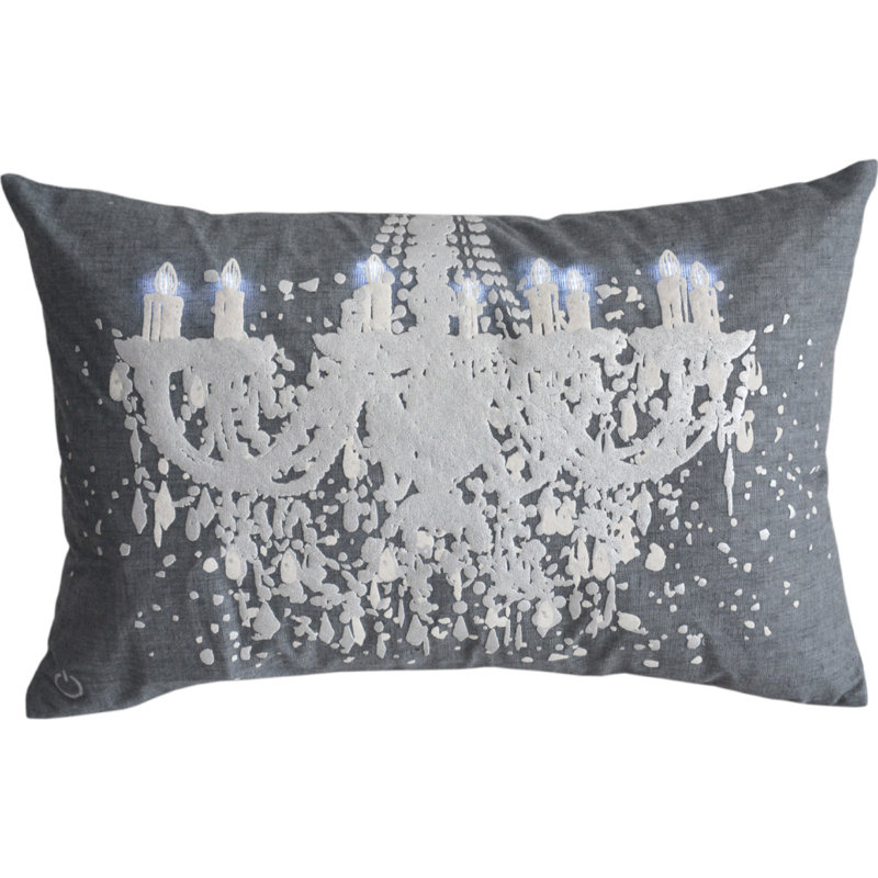 Housse de coussin rectangulaire en polyester , Gris / blanc