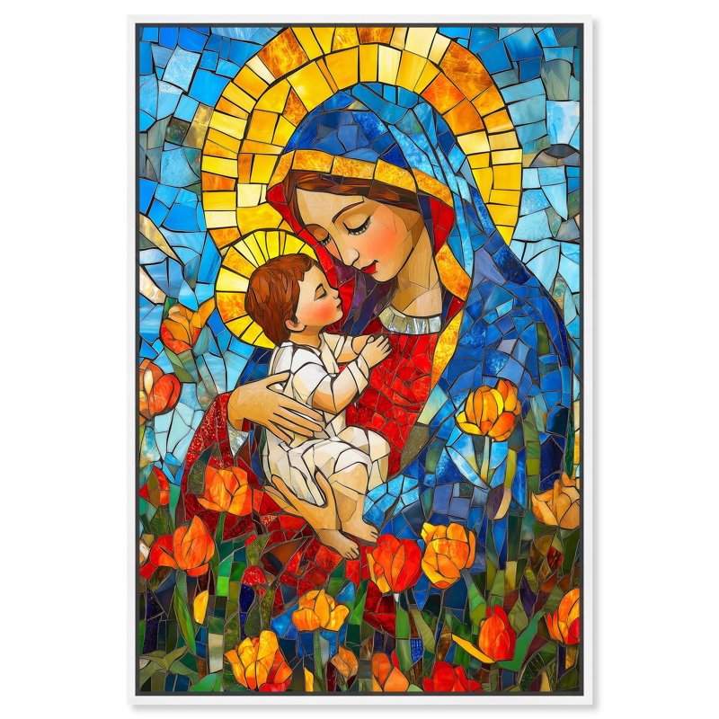 Impression sur toile en verre «G Evangile I» par Art Remedy, H 46 po x l 31 po, Cadre blanc