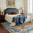 Aura Animal Print Machine Washable Blue / Yellow Indoor Area Rug with Non-Slip Backing-1640710544