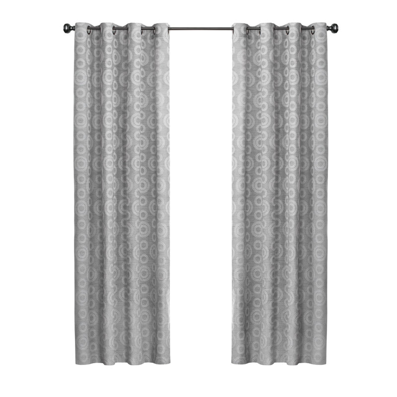 Polyester Semi Sheer Curtain Single Panel, 52" W x 63" L, Grey