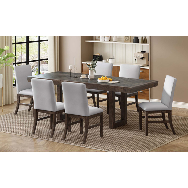 Traditional 7-Piece Extendable Dining Table With 12" Butterfly Leaf & 6 Chiars, Brown, Brown