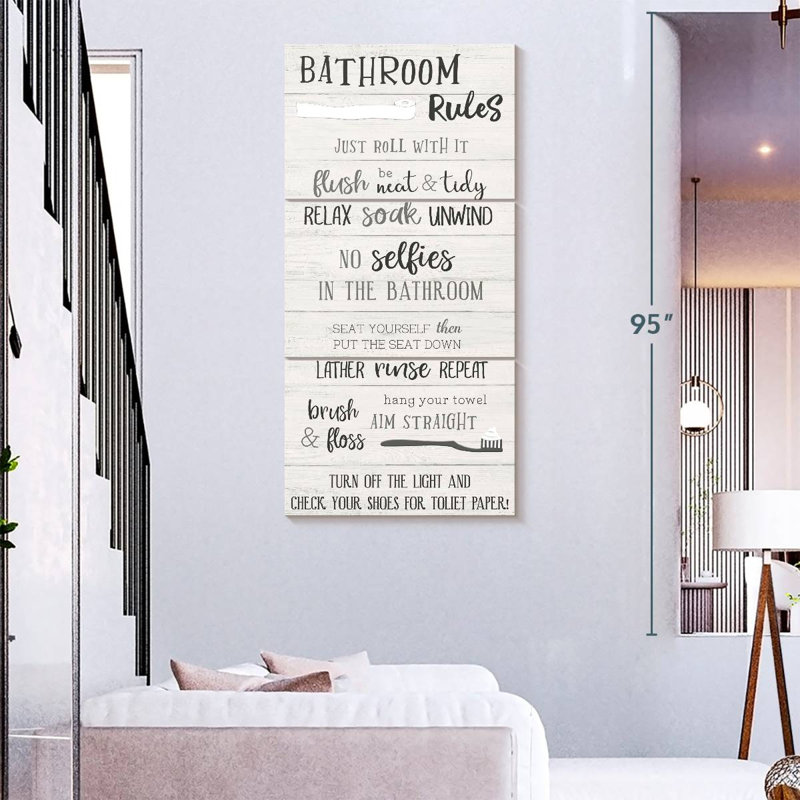 Bathroom Rules Just Roll With It, 75" H x 36" W