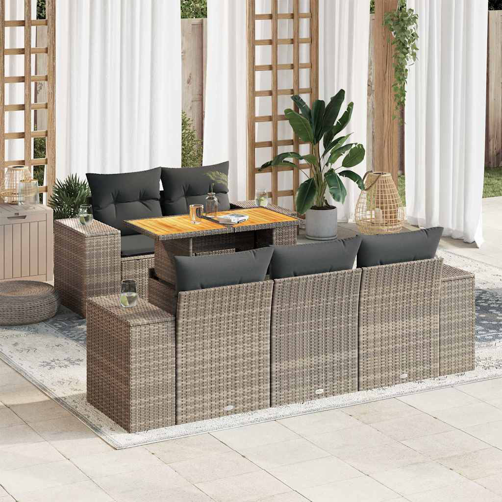 Vidaxl 6-Tlg. Garten-Sofagarnitur Mit Kissen Beige Poly Rattan