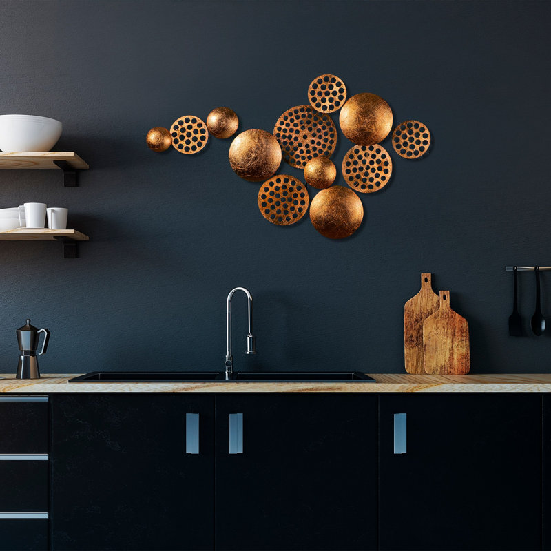 Handmade Decorative Metal Wall Accessory, Copper Color, 17.7 x 32.3 inches | 100% Metal, Thickness: 0.06 inches | Unique Hand-Painted Design, Perfect for Home Décor & Wall Art, Adds Elegance to Any Space