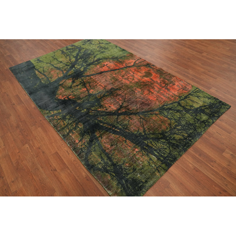 Tapis de salon moderne à imprimé nature 5 x 9