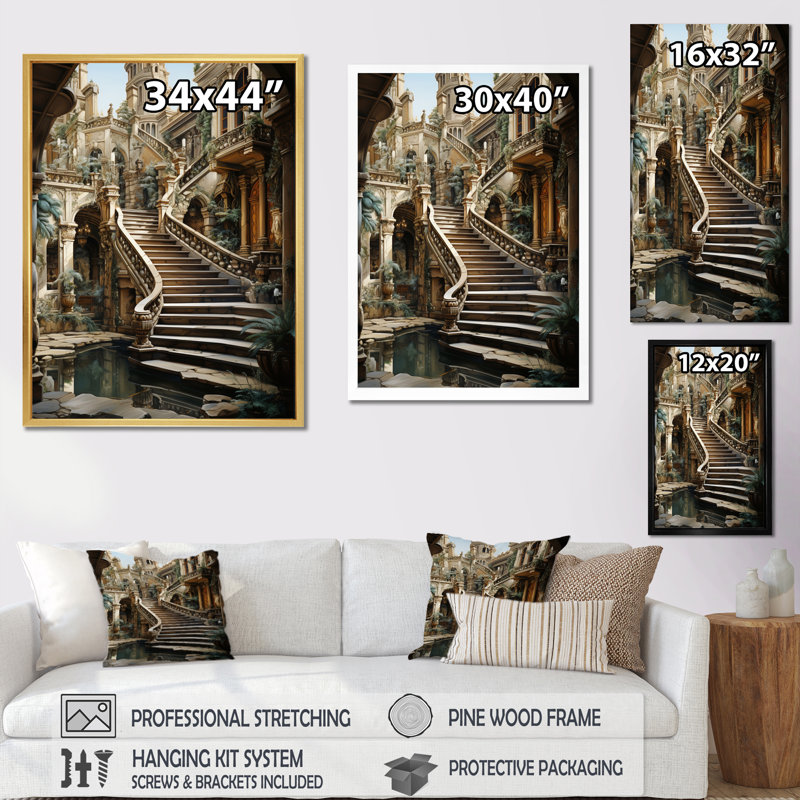 Asloune Castles Royal Refuge Rich I, reproduction d'art sur toile, H 32 po x l 24 po x P 1 po, Cadre photo blanc
