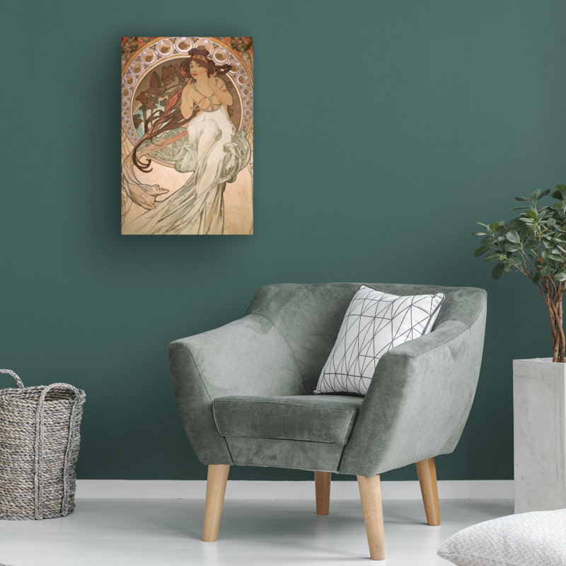 Alphonse Mucha Vintage Tan and Red Canvas Art