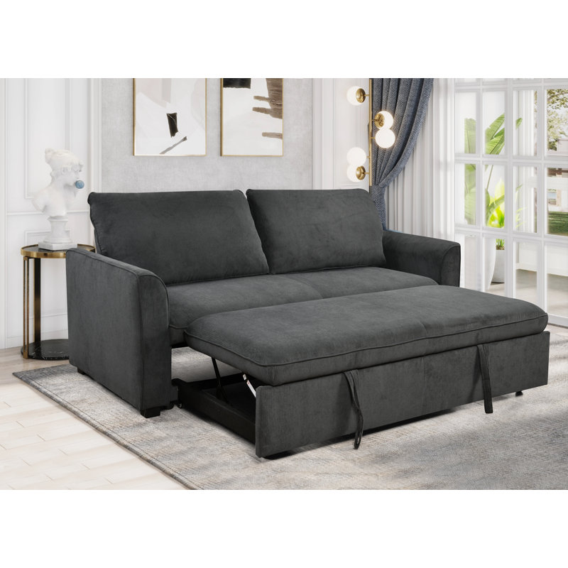 Causeuse-lit futon avec dossier réglable Sriram, Gris foncé