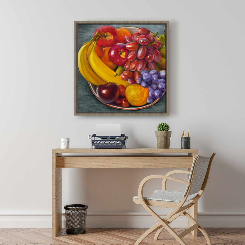 Toile grise hyperréaliste grise avec fruits - Art de la décoration intérieure