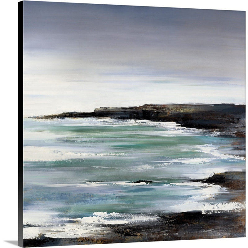 « half moon bay », peinture sur toile, Toile tendue, H 12 po x l 12 po x p 1,25 po