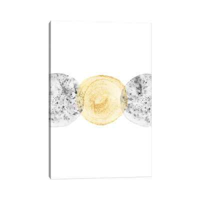 Yellow And Gray Circles - Print on Canvas