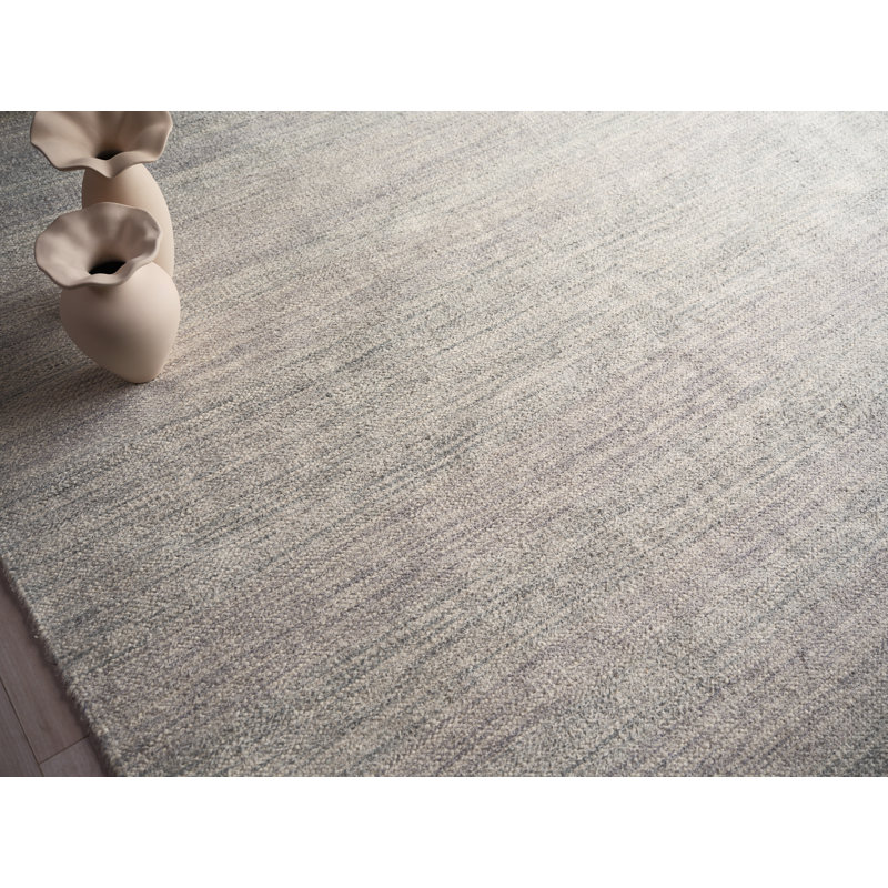 Tranquility flatweave Wool/Mohair Beige Area Rug, Rectangle 9' x 12', Gray