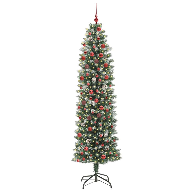 Artificial Slim Christmas Tree, Red, 6.89' H