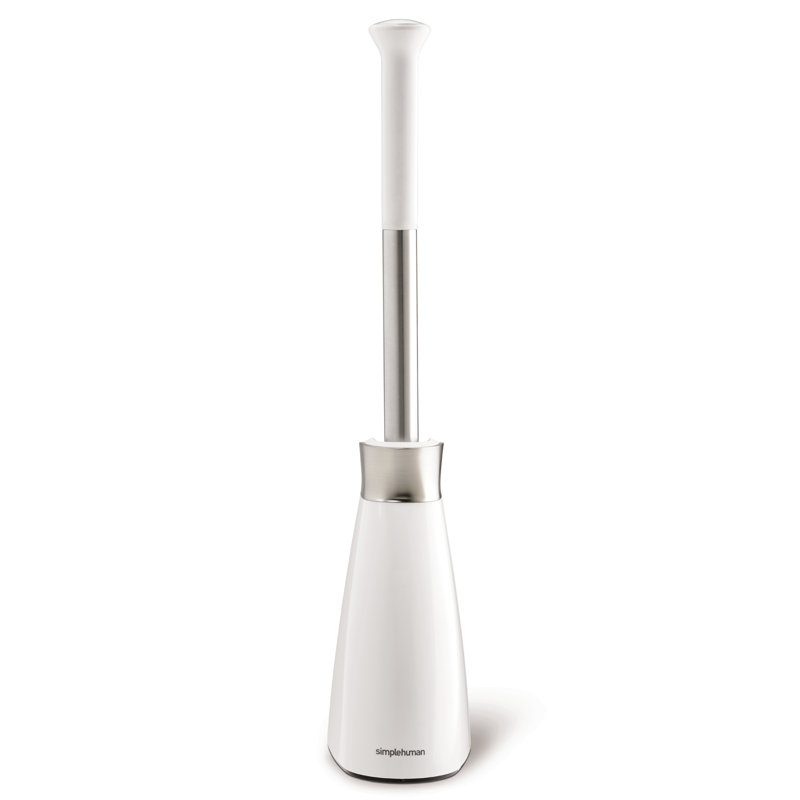 Simplehuman Toilet Brush with Caddy, Stainless Steel, White