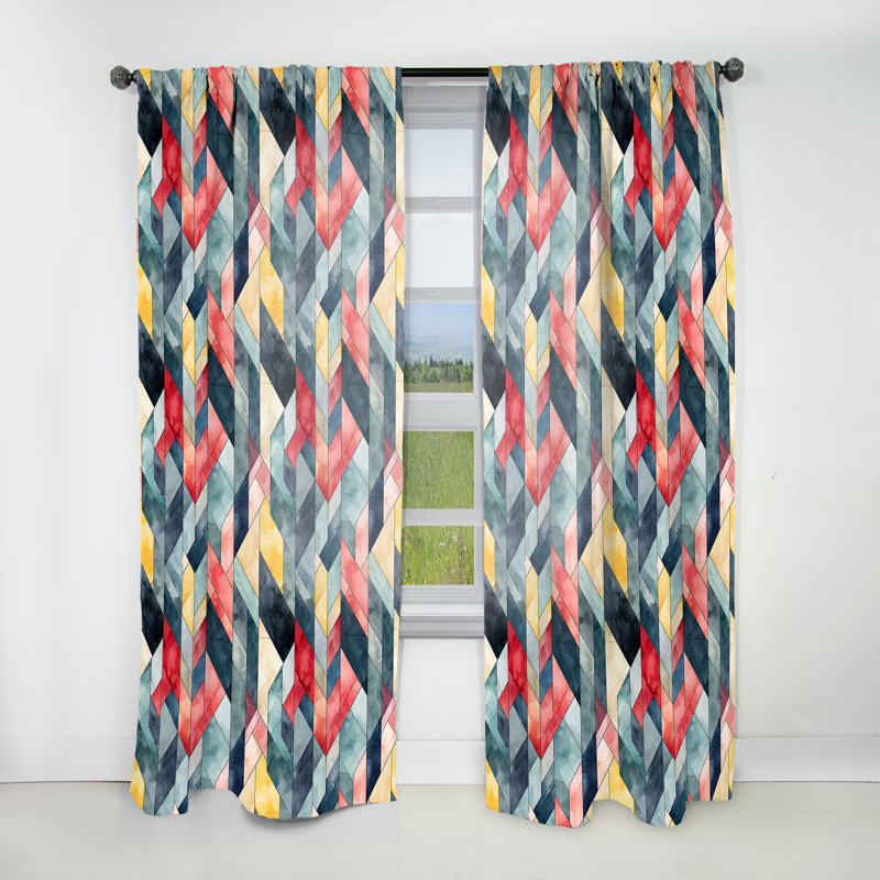 Ethno Marble Enchantment In Geometric - Rideau obscurcissant en marbre abstrait - 1 panneaux, L 52 po x L 95 po