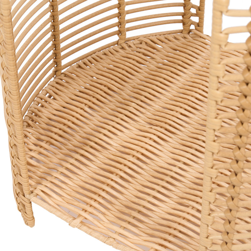 Set of 2 PE Rattan Outdoor Side Table with Storage