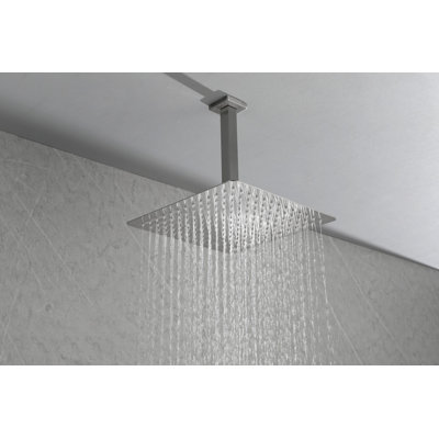 VEVOR 10" Square High Pressure Rainfall Shower Head, White Ceiling Mounted with Extension Arm, Water Saving Rain Shower Head