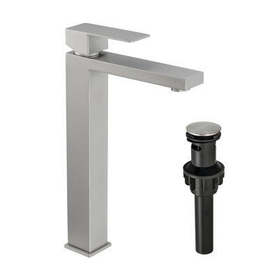 Brushed Nickel Bathroom Faucet With Pop Up Drain, Brushed Faucet For Bathroom Sink, Single Hole Bathroom Faucet Modern Single Handle Vanity Basin Faucet