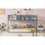 Lit simple superposé au-dessus d'un lit simple, lit convertible gris ardoise en bois massif avec échelle pour chambres d'enfant et petits espaces