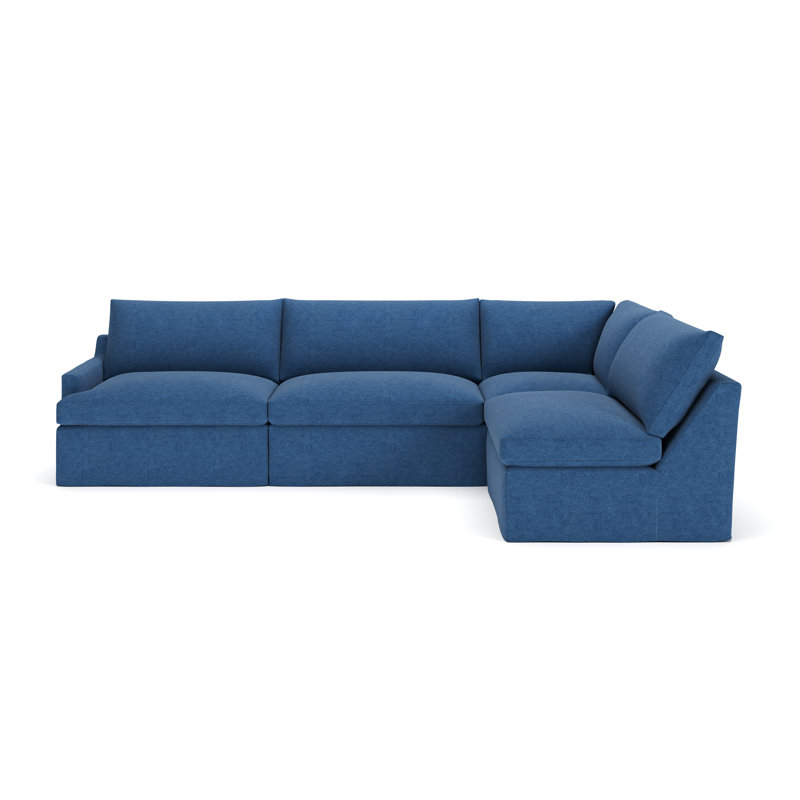 Canapé modulaire 4 pièces Wrenley, Denim indigo classique, Orienté à droite