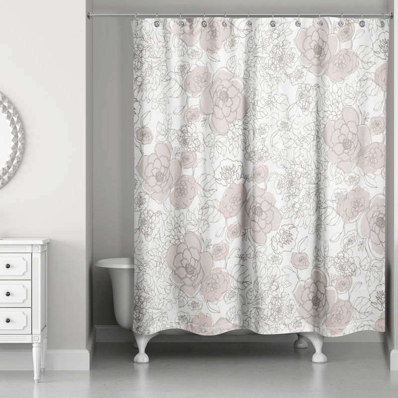 Floral Shower Curtain, White